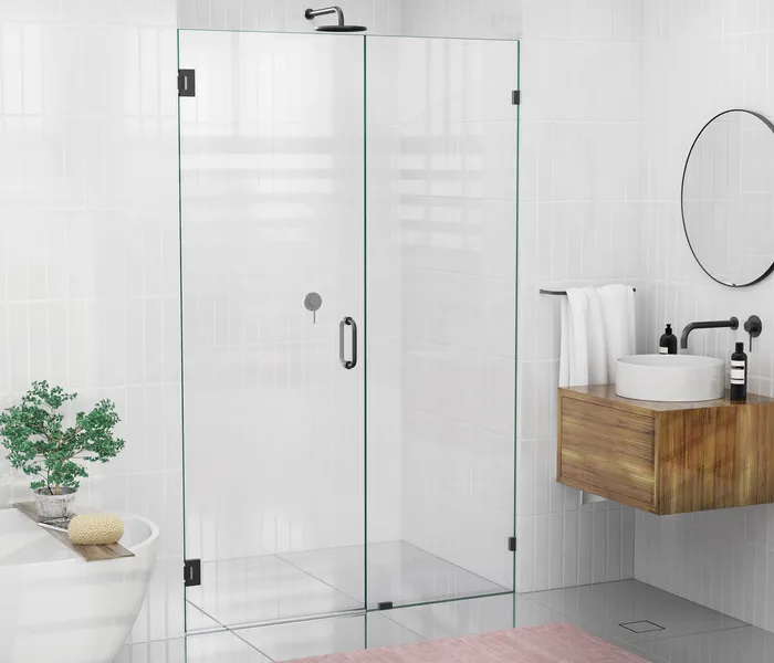 78"x50.5" Frameless Shower Door Wall Hinge, Matte Black