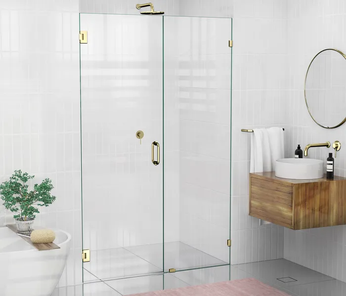 78"x50" Frameless Shower Door Wall Hinge, Polished Brass