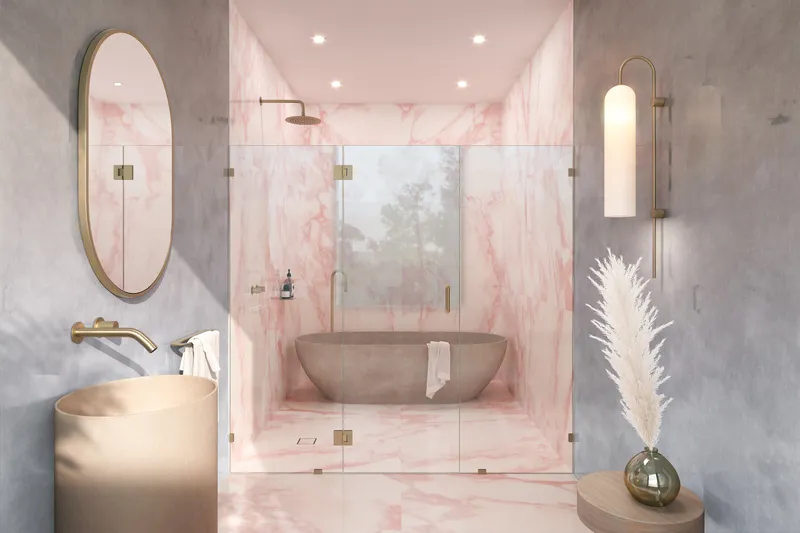 78"x54" Frameless 3 Panel Inline Shower Door, Satin Brass