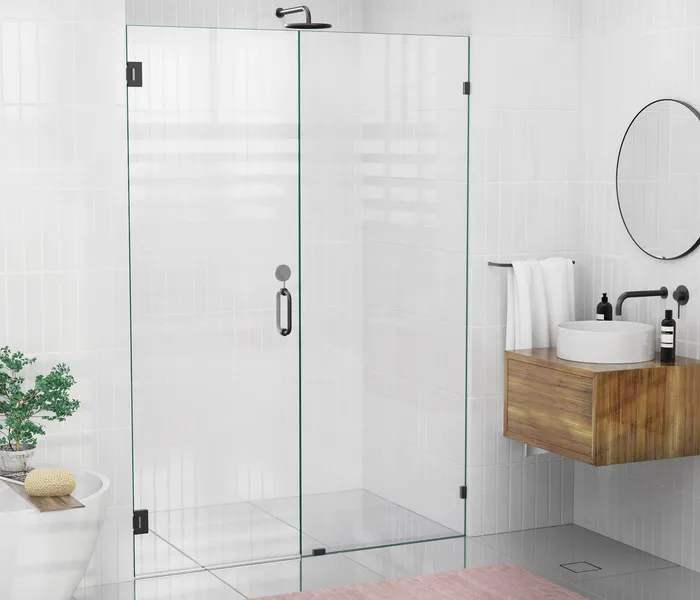 78"x57" Frameless Shower Door Wall Hinge, Matte Black