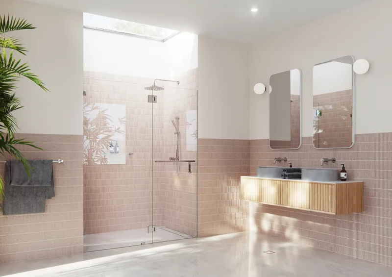 78"x57" Frameless Towel Bar Shower Door Glass Hinge, Polished Chrome