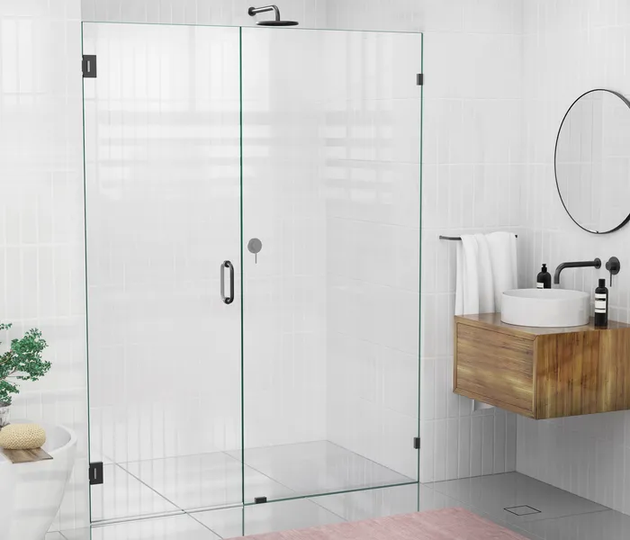 78"x61,5" Frameless Shower Door Wall Hinge, Matte Black