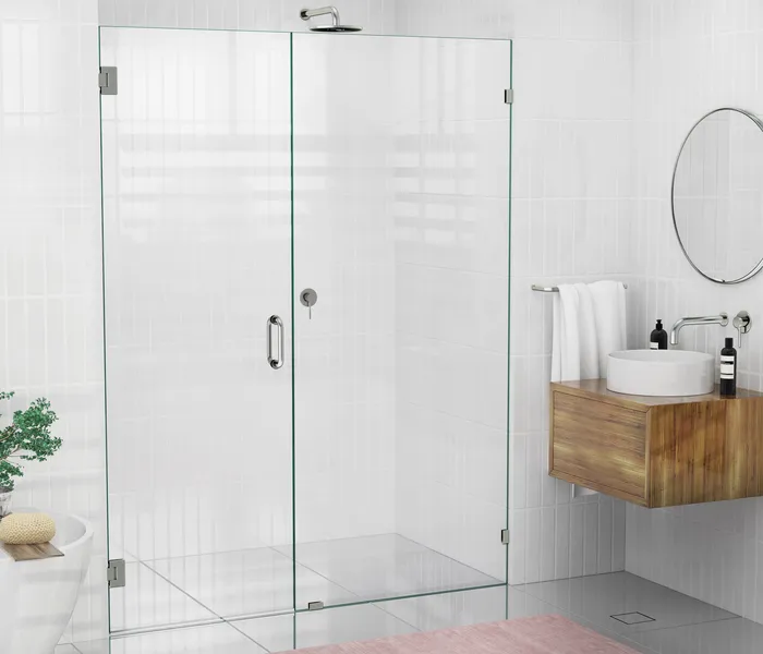 78"x62.75" Frameless Shower Door Wall Hinge, Brushed Nickel