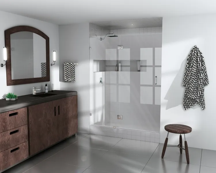 78"x63" Frameless Shower Door Glass Hinge, Polished Chrome