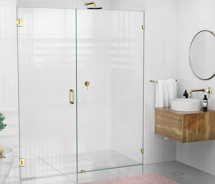78"x70.5" Frameless Shower Door Wall Hinge, Polished Brass