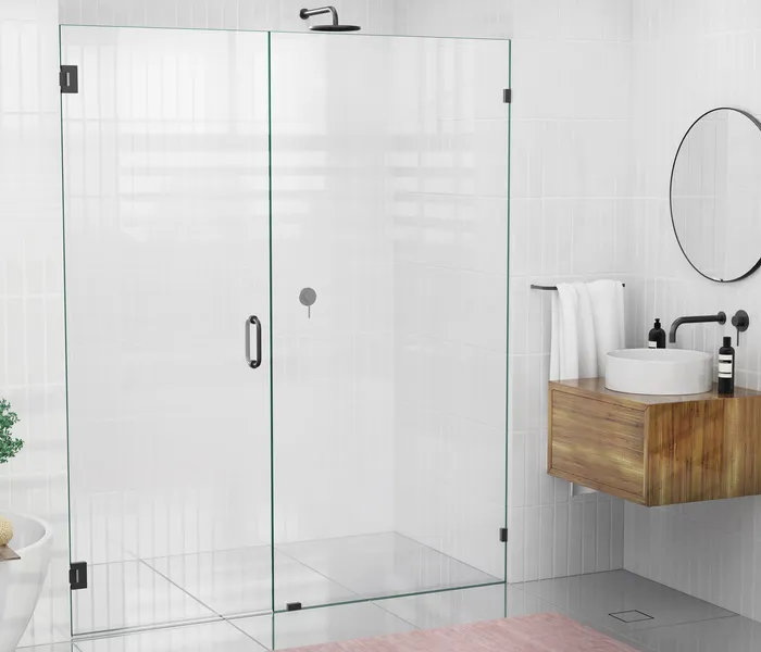 78"x77.5" Frameless Shower Door Wall Hinge, Matte Black