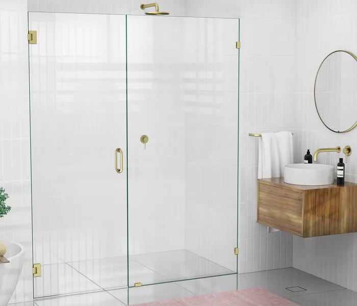 78"x78" Frameless Shower Door Wall Hinge, Satin Brass