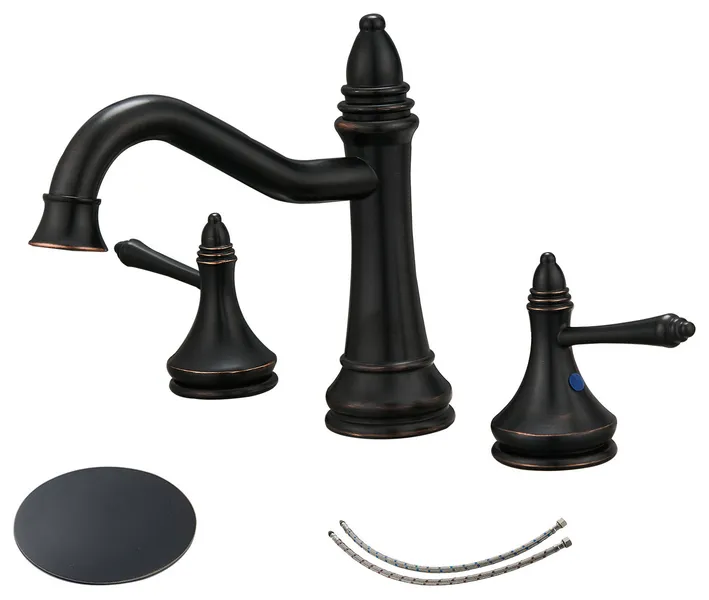8-16 Inch Waterfall Widespread Bathroom Sink Faucet with Pop-up Drain, Oil Rubbe