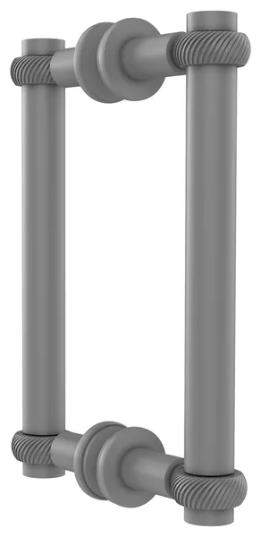 8" Back to Back Shower Door Pull With Twisted Accent, Matte Gray