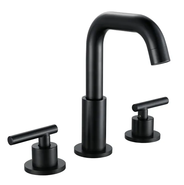 8 in. Widespread 2-Handle High Arc Bathroom Faucet with Brass Dics Valve, Black