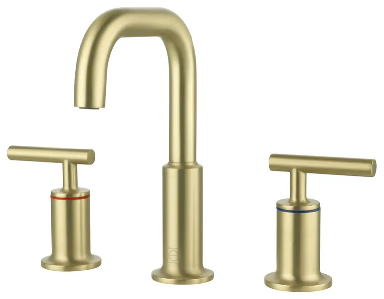 8" Widespread Double Handle Bathroom Faucet, Brushed Gold
