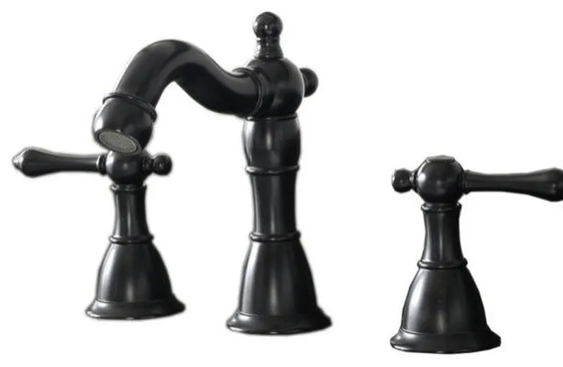 8" Widespread Faucet With Drain--Matt Black