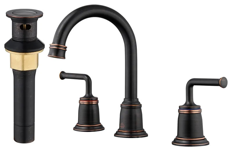 8in Brass Bathroom Sink Faucet 2 Handle 3 Hole Gold Bathroom Faucet, Oil Rubbed Bronz