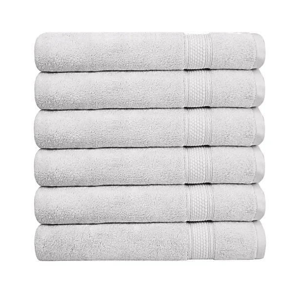 A1HC Hand Towel 6-Piece Set, 100% Ring Spun Cotton, Bright White