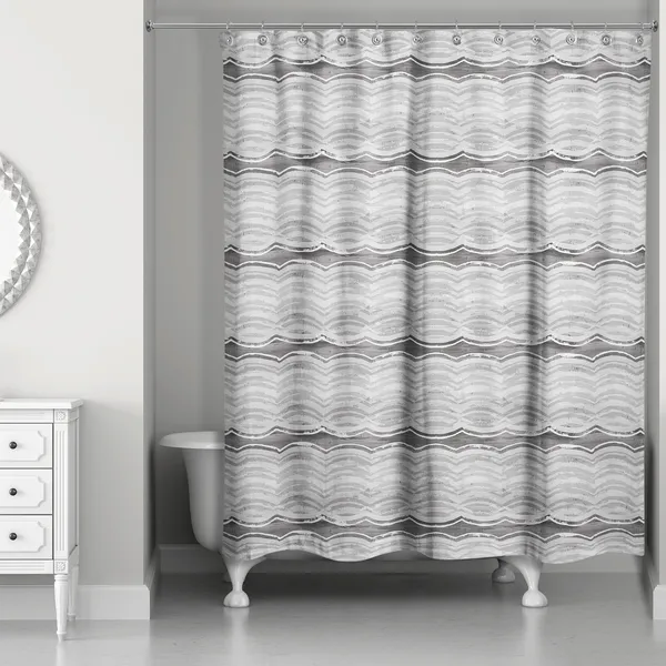 Abstract Gray Waves 71x74 Shower Curtain