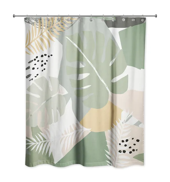 Abstract Tropical Leaves 3 71x74 Shower Curtain