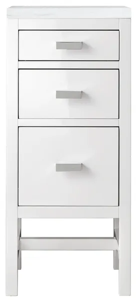 Addison 15"  Base Cabinet, Glossy White, 3CM Arctic Fall Solid Surface Top