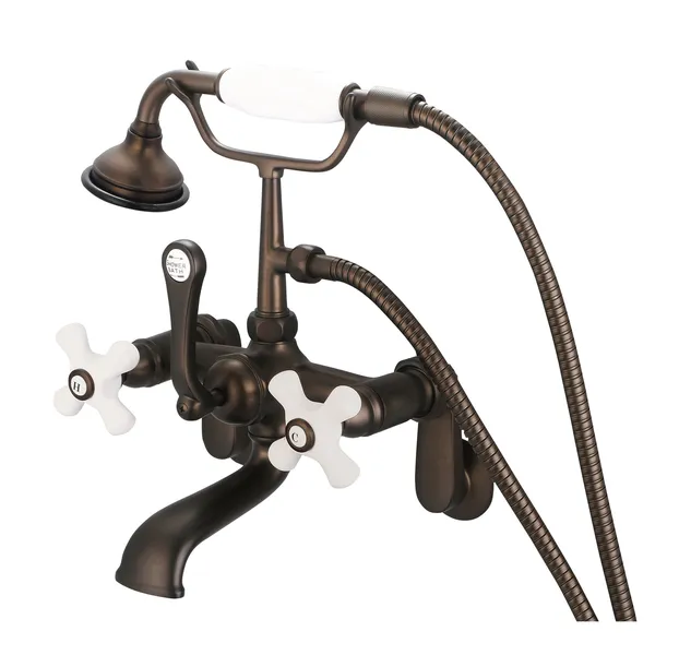 Adjustable Center Wall Mount Tub Faucet With Swivel Wall Connector, Shower