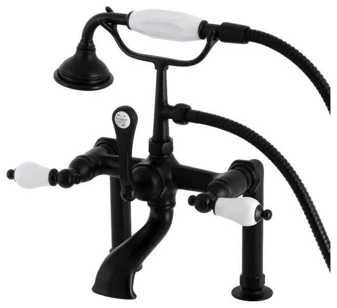 AE105T0 Deck Mount Clawfoot Tub Faucet, Matte Black