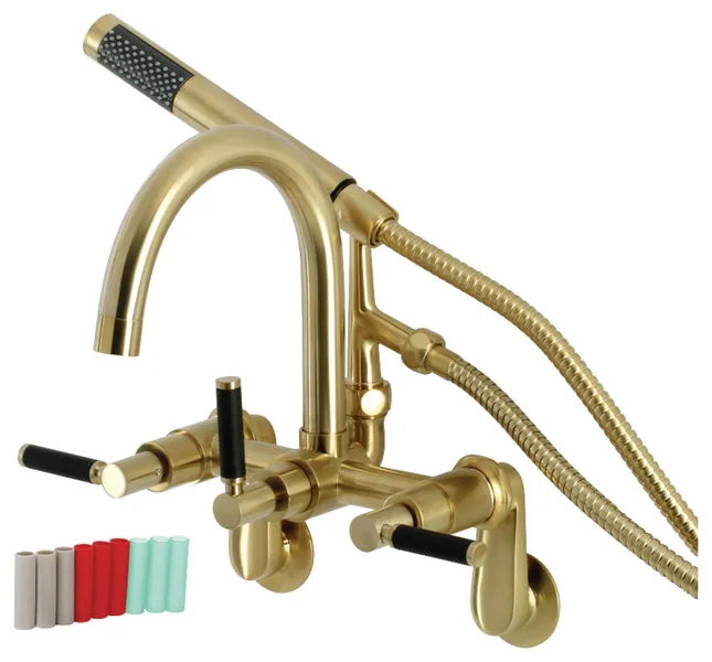 AE8157DKL 7" Adjustable Wall Mount Clawfoot Tub Faucet, Brushed Brass