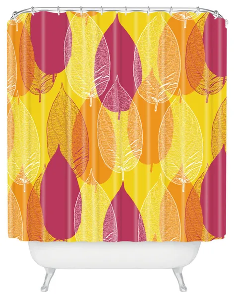 Aimee St Hill Big Leaves Yellow Shower Curtain, 72"x69"