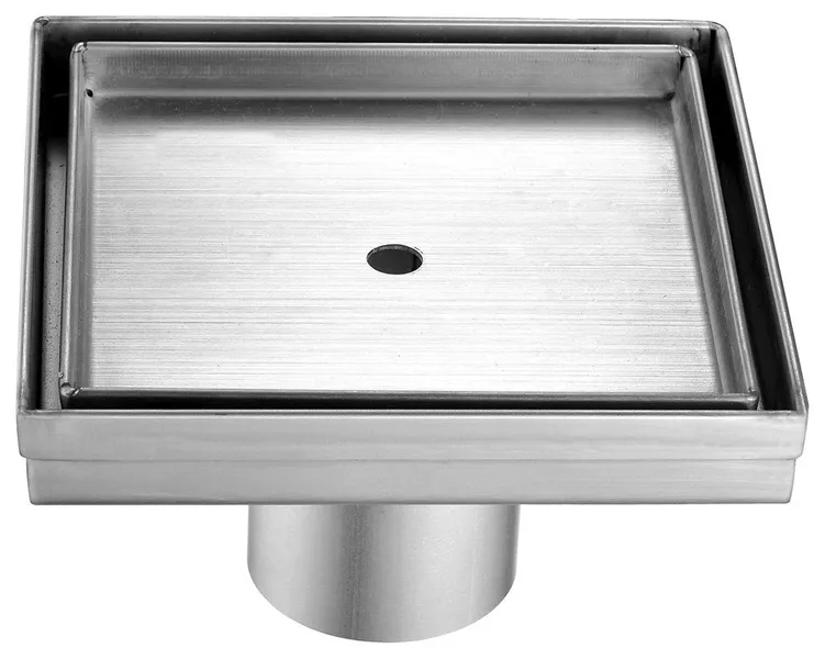 ALFI 5" x 5" Modern Square Stainless Steel Shower Drain Without Cover