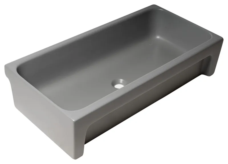 Alfi Brand 36" Grey Matte Above Mount Fireclay Bathroom Trough Sink