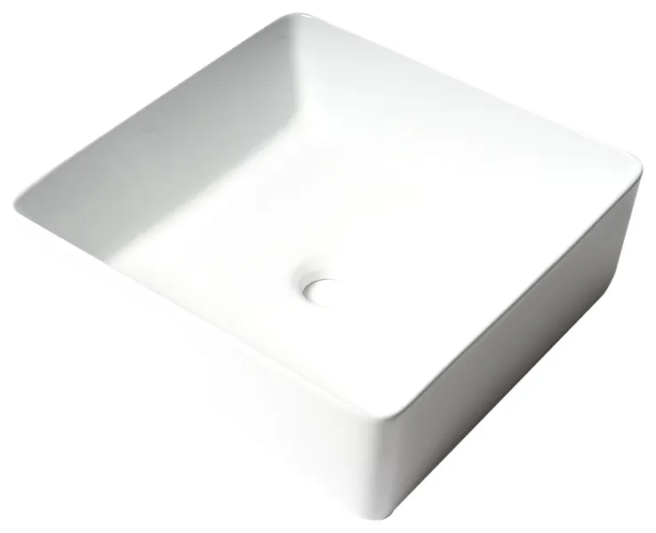 ALFI brand ABC903-W White 16" Modern Square Above Mount Ceramic Sink