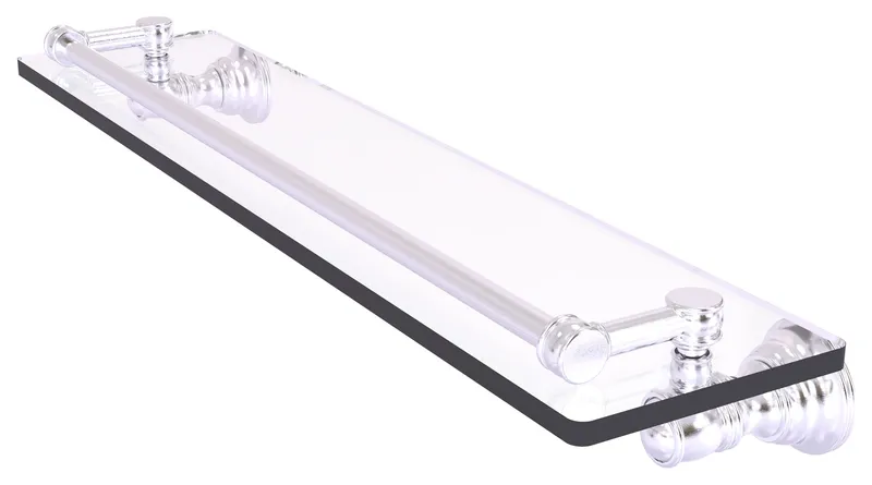 Allied Brass Carolina 22" Glass Shelf With Gallery Rail, Satin Chrome