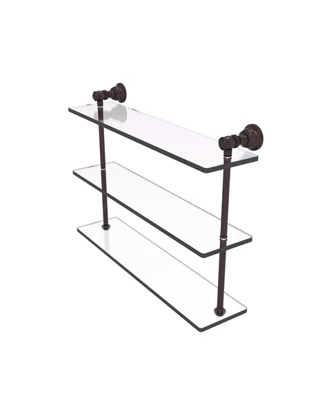 Allied Brass Carolina 22" Triple Glass Shelf, Antique Bronze