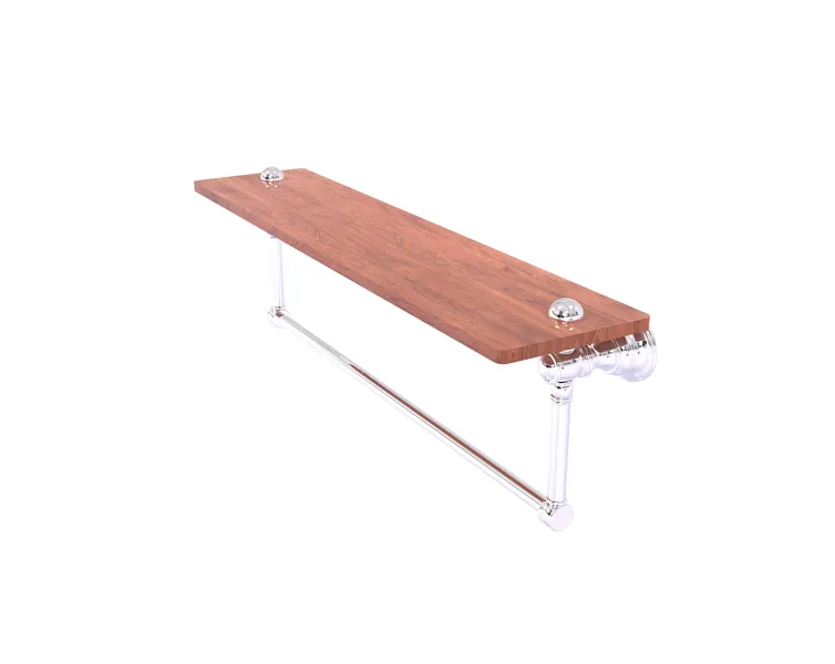 Allied Brass Carolina 22" Wood shelf With Integrated Towel Bar, Polished Chrome