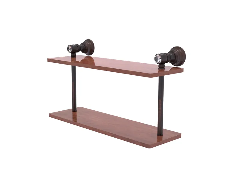 Allied Brass Carolina Crystal 16" 2 Tiered Wood Shelf, Venetian Bronze
