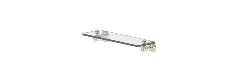 Allied Brass Carolina Crystal 16" Glass Shelf, Polished Nickel
