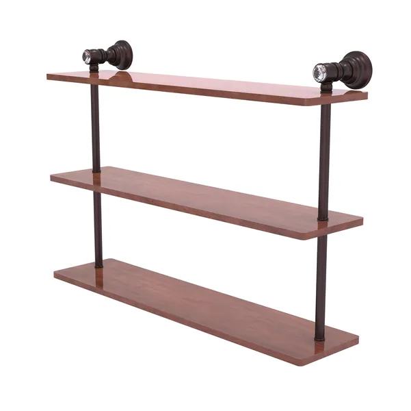 Allied Brass Carolina Crystal 22" Triple Wood Shelf, Antique Bronze