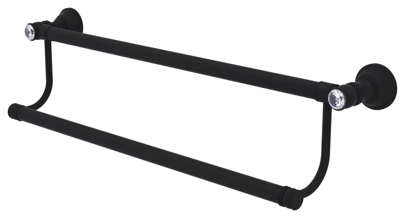 Allied Brass Carolina Crystal 36" Double Towel Bar, Matte Black
