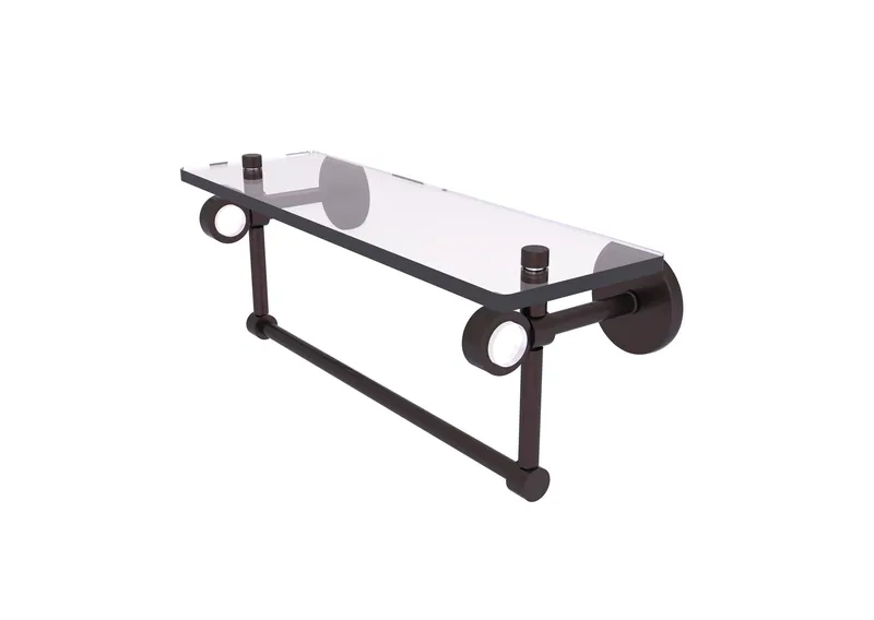 Allied Brass Clearview 16" Glass Shelf With Towel Bar, Antique Bronze