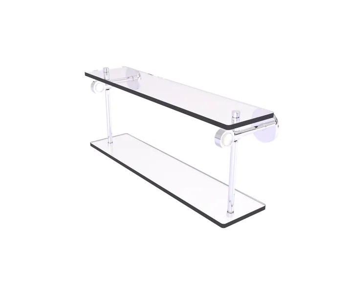 Allied Brass Clearview Collection 16" 2 Tiered Glass Shelf, Polished Chrome