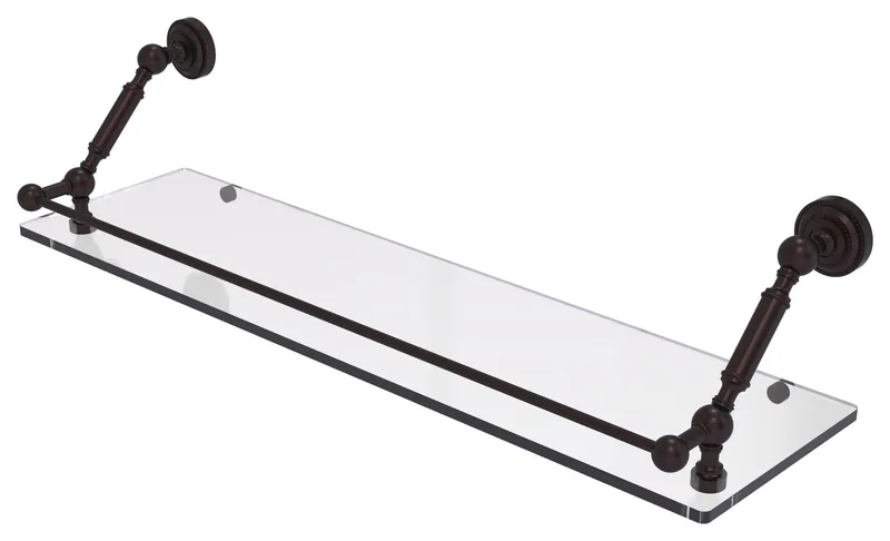 Allied Brass Dottingham 30" Floating Glass Shelf, Gallery Rail, Antique Bronze