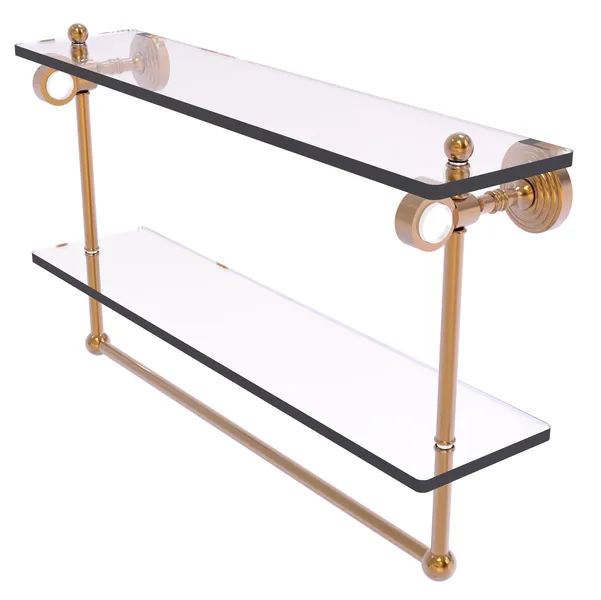 Allied Brass Pacific Grove Collection 22"Double Glass Shelf With Towel Bar