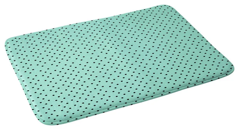 Allyson Johnson Minty Blue Polka Dots Memory Foam Bath Mat