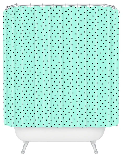 Allyson Johnson Minty Blue Polka Dots Shower Curtain
