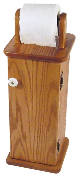 Amish Made Oak Free Standing Toilet Paper Holder, Seely Stain