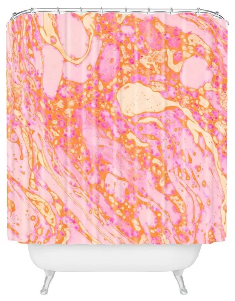 Amy Sia Marble Orange Pink Shower Curtain, 72"x69"
