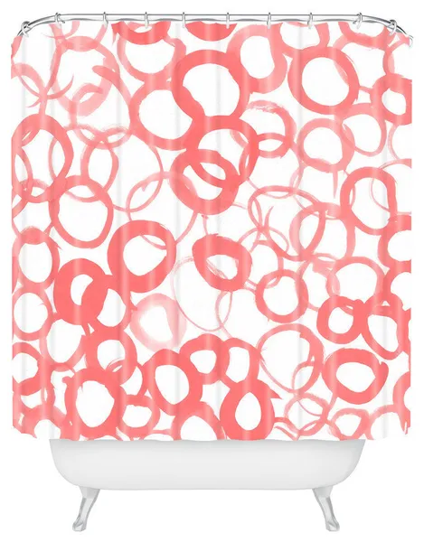 Amy Sia Watercolor Circle Rose Shower Curtain, 72"x69"