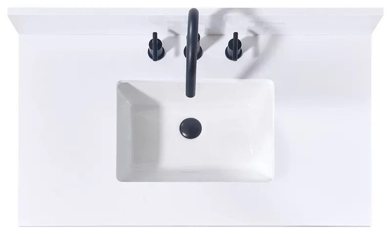 Andalo Engineered Stone Vanity Top, Snow White With White Sink, 37"