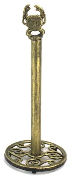 Antique Gold Cast Iron Crab Extra Toilet Paper Stand 16"