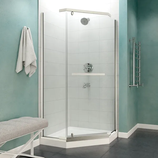 ANZZI Castle 49"x72" Hinged Semi-Frameless Shower Door, Brushed Nickel