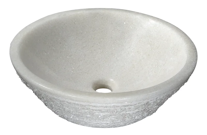 ANZZI Nora Natural Stone Vessel Sink, White Marble