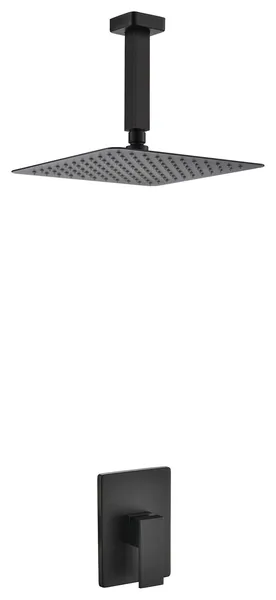 Aqua Piazza Set, 8" Ceiling Mount Square Rain Shower, Matte Black