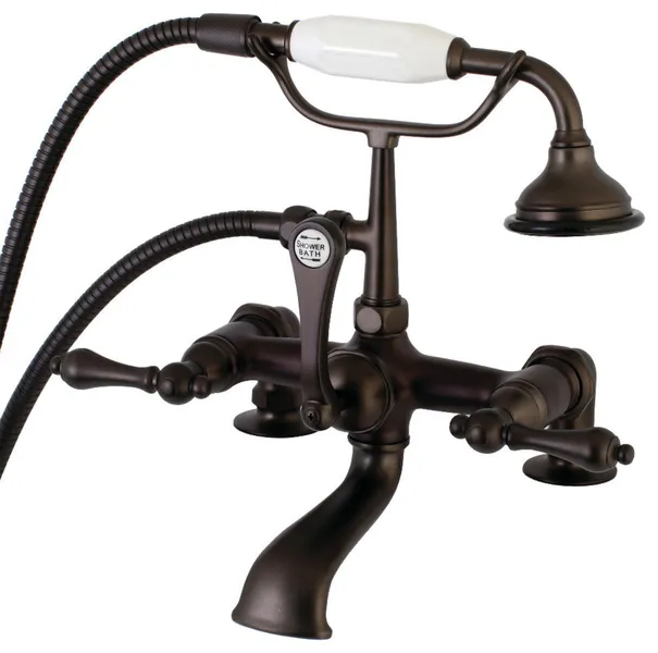 Aqua Vintage 7" Tub Faucet With Hand Shower, Oil Rubbed Bronze